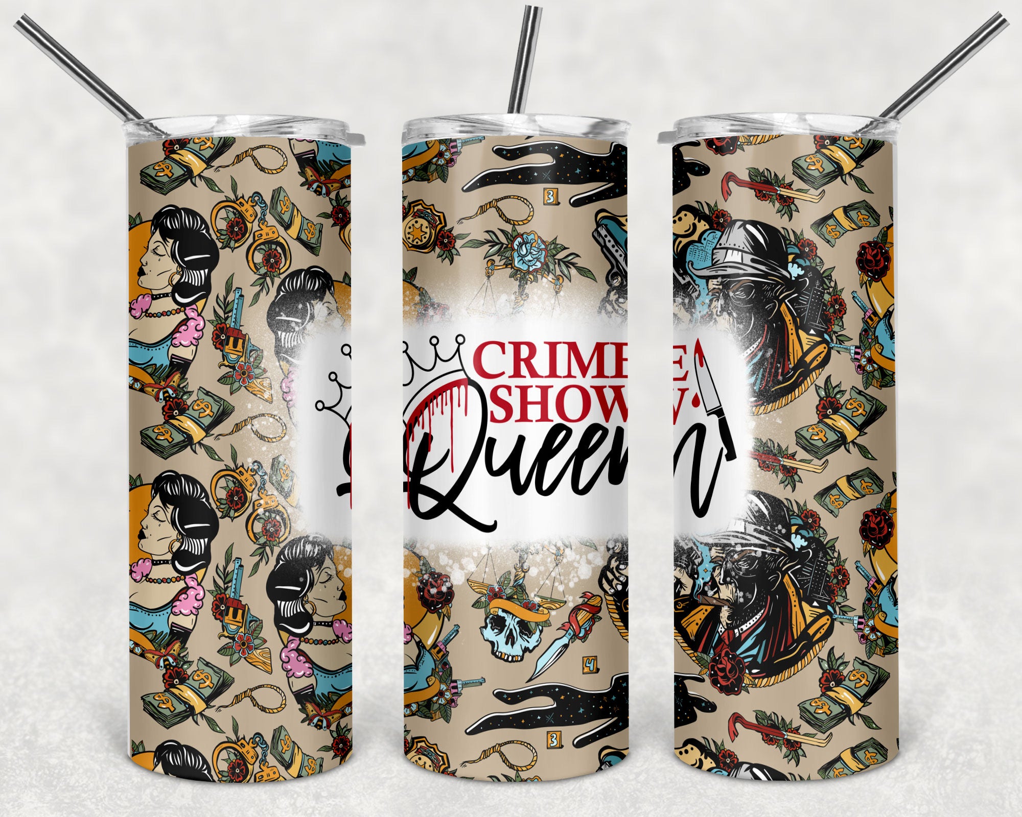 True crime skinny tumblers 20 oz