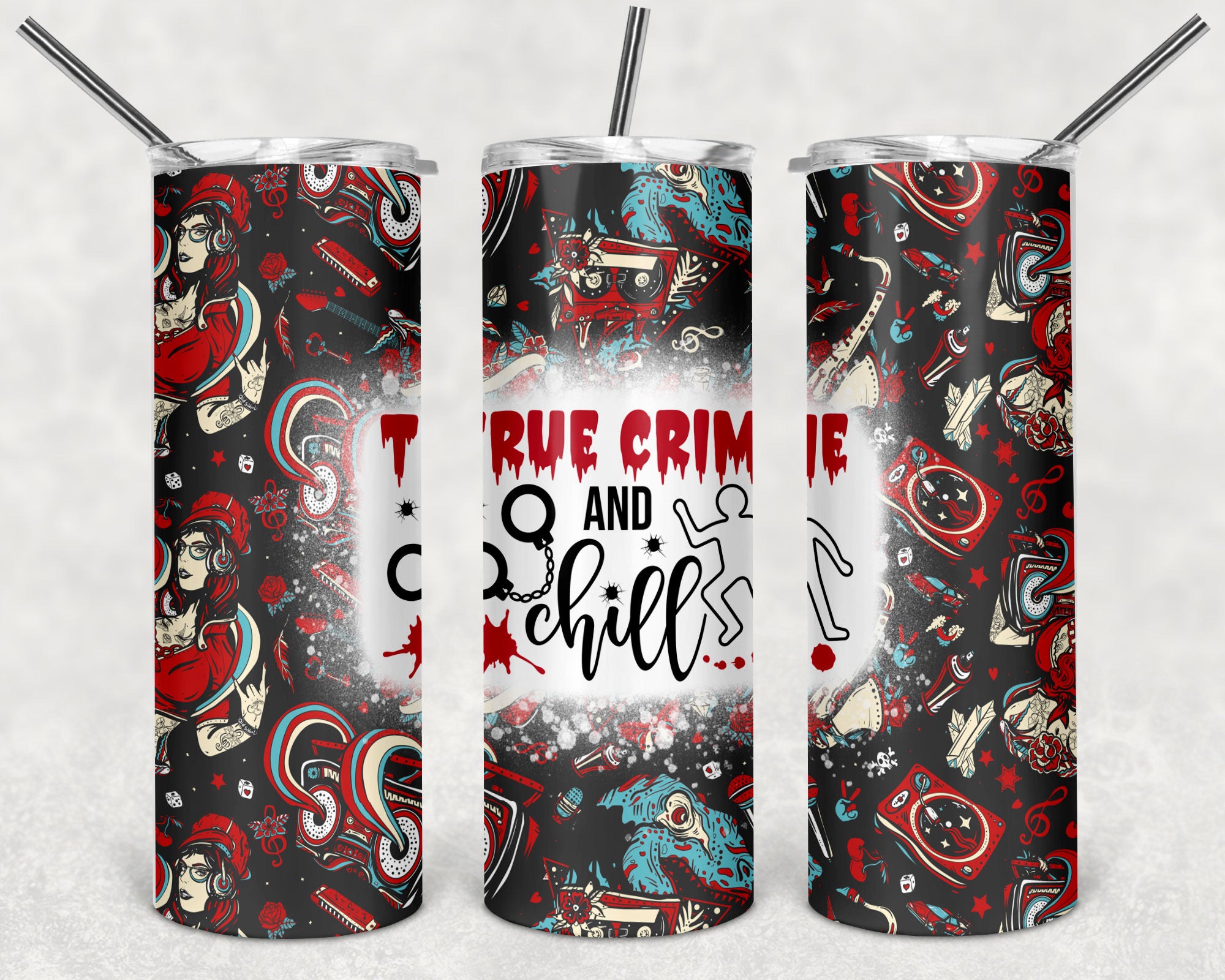 True crime skinny tumblers 20 oz
